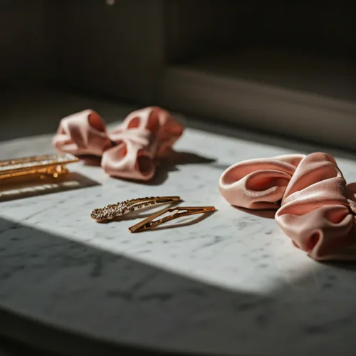 Editorial close-up of handcrafted hair accessories
